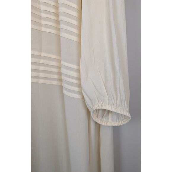 Mes Demoiselles Paris Silk Sheer Stripe Paneled Nightgown Douceur Ivory 42 - Picture 5 of 12